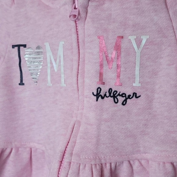 Tommy Hilfiger Girls Hoodie Sz  12M Girls Pink Zip - Picture 2 of 5